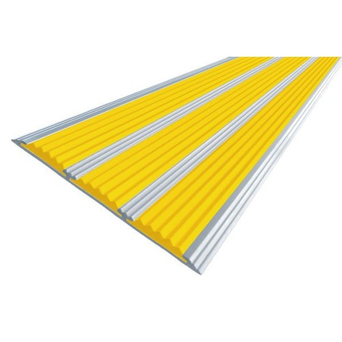 Алюминиевая полоса с 3-мя противоскользящими вставками 100*5,6мм., 1 м., желтый