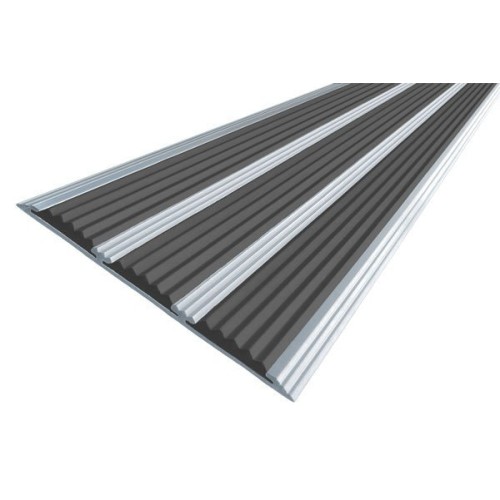 Алюминиевая полоса с 3-мя противоскользящими вставками 100*5,6мм., 1 м., черный